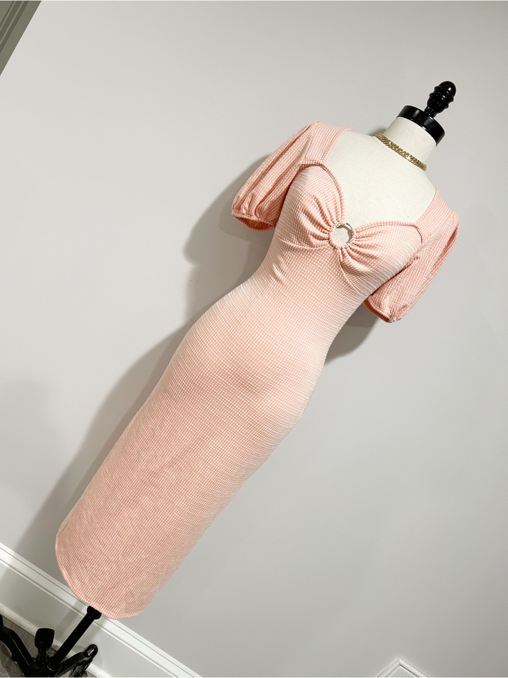 Caution To The Wind Blush Pink Midi Dress with Ring Detail
